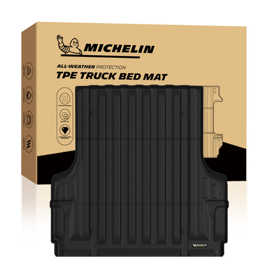 Michelin Nissan Frontier 5 FT 2005-2021 truck bed mat with retail packaging box and full product layout