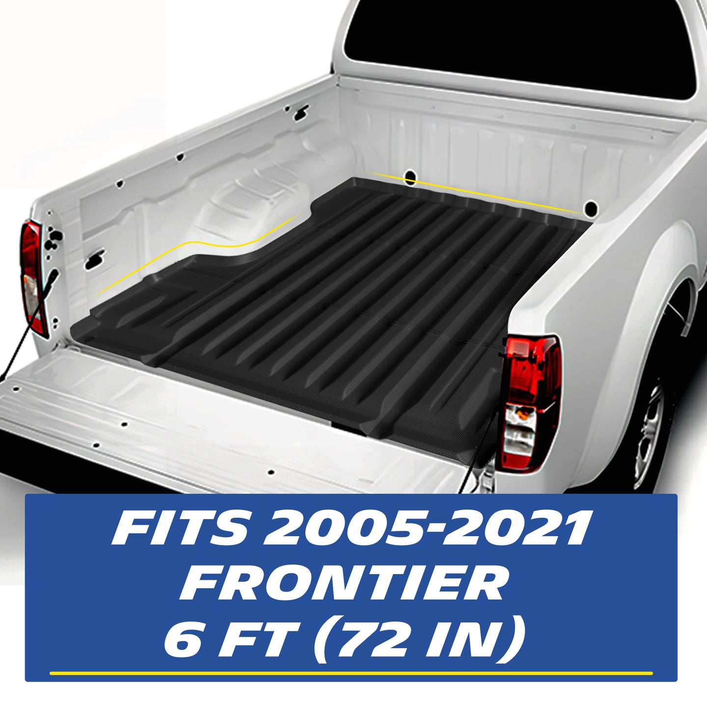 Michelin Nissan Frontier 6 FT 2005-2021 truck bed mat installed inside truck bed showing edge coverage