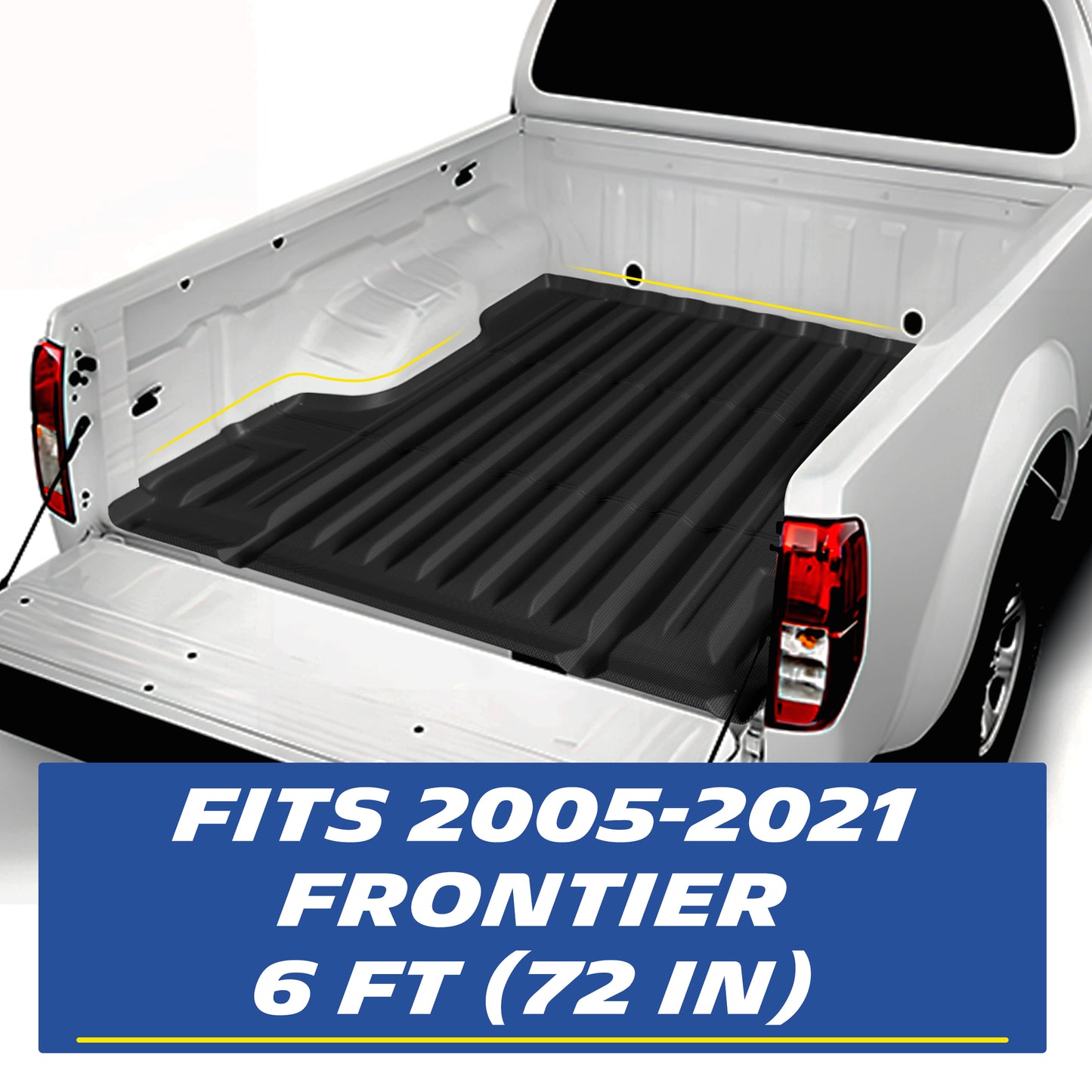 Michelin Nissan Frontier 6 FT 2005-2021 truck bed mat installed inside truck bed showing edge coverage