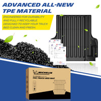 Michelin Nissan Frontier 5 FT 2022¨C2026 truck bed liner with TPE material pellets and certification graphics