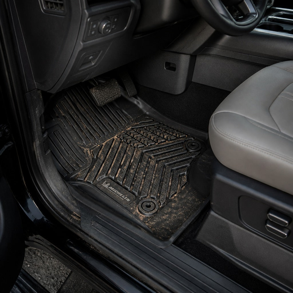 Michelin Premier floor mat muddy Ford Super Duty footwell