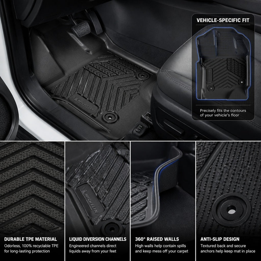 Michelin Premier Front & Rear Floor Mats for Ford F-150 & Lightning (2015-2026) 3PCS features