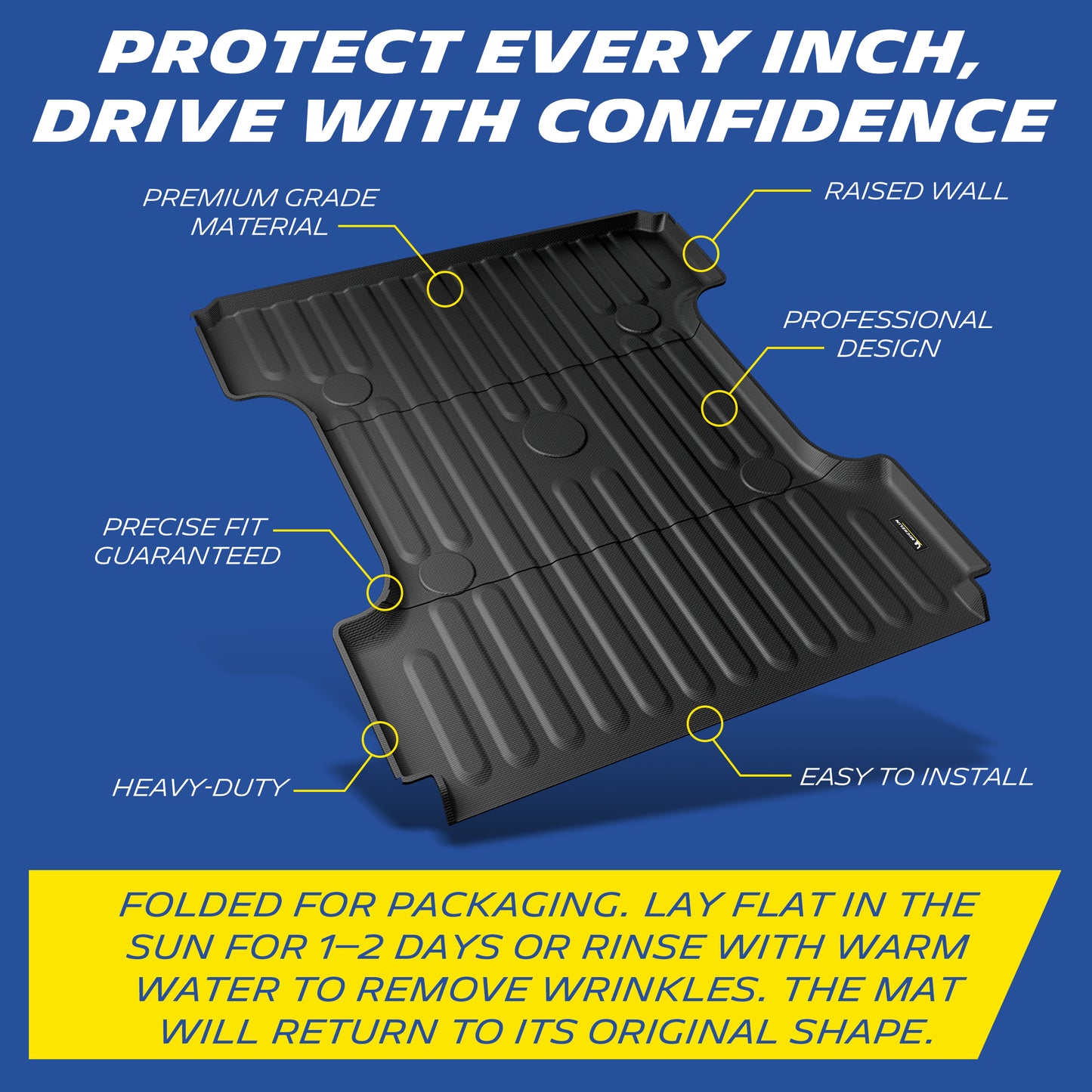 Michelin Ram 1500 2500 3500 6.4FT 2002-2026 truck bed mat highlighting raised edges heavy-duty design and easy install