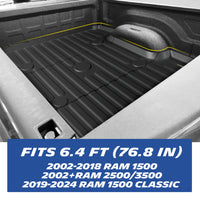 Michelin Ram 1500 2500 3500 6.4FT 2002-2026 truck bed mat installed in pickup bed with precise edge fit