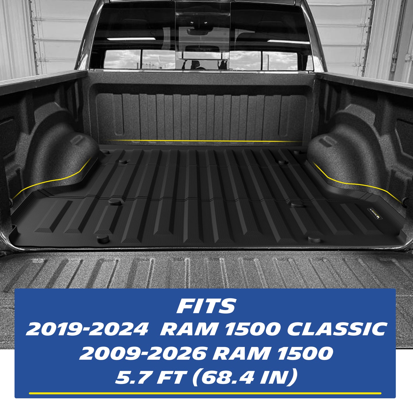 Michelin Ram 1500 5.7 ft 2009¡§C2026 truck bed mat installed in pickup bed showing full coverage fit