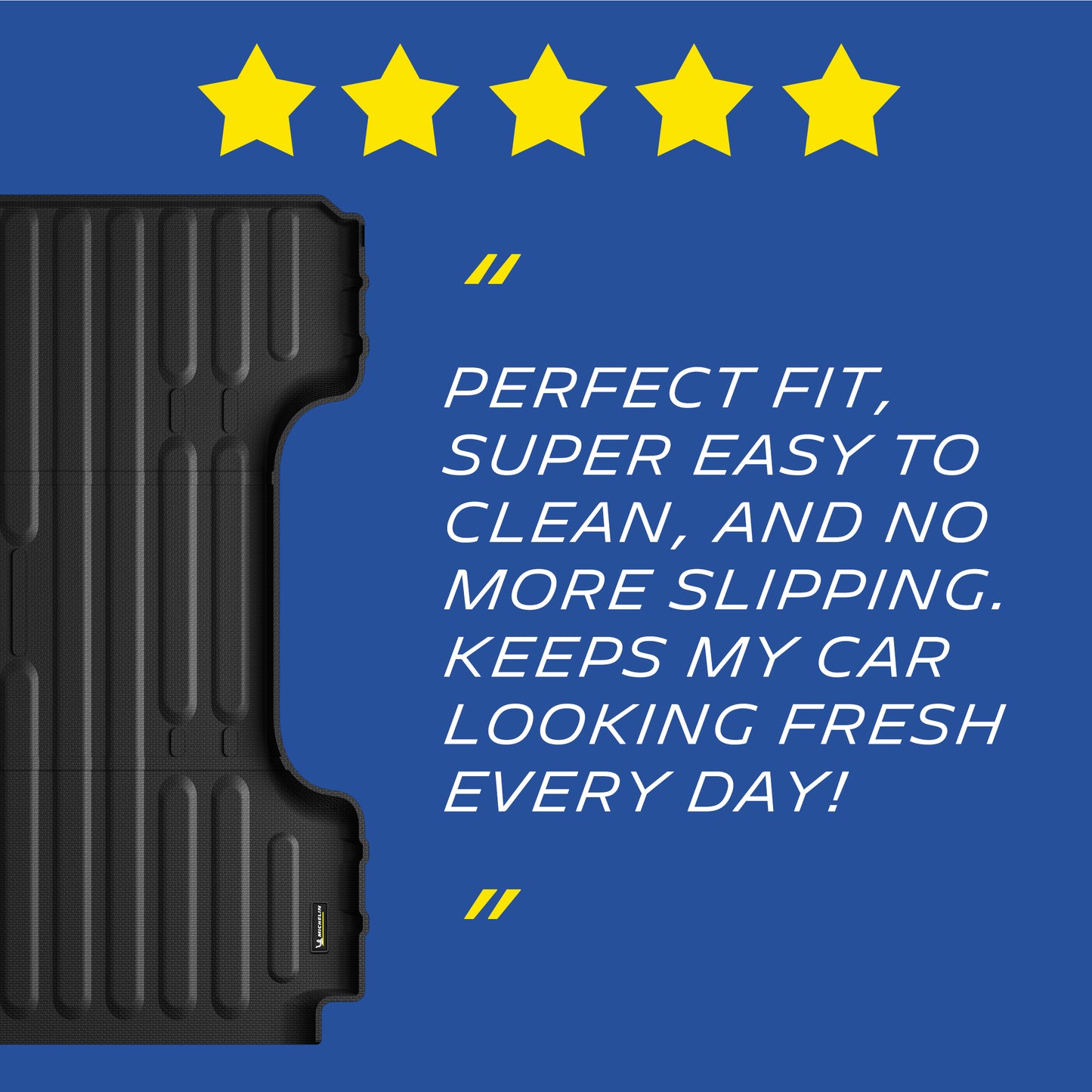 Michelin Ram 1500 6.4 ft 2019¡§C2026 truck bed mat with five star customer review highlighting fit and easy cleaning