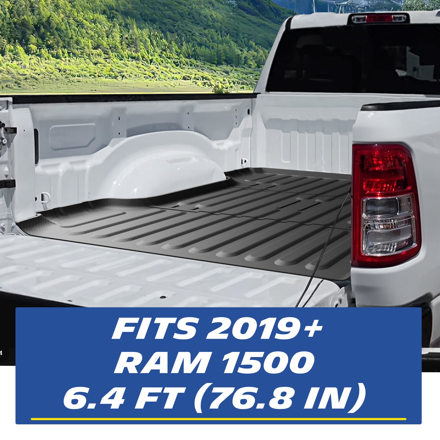 Michelin Ram 1500 6.4 ft 2019¡§C2026 truck bed mat installed inside pickup bed showing full coverage