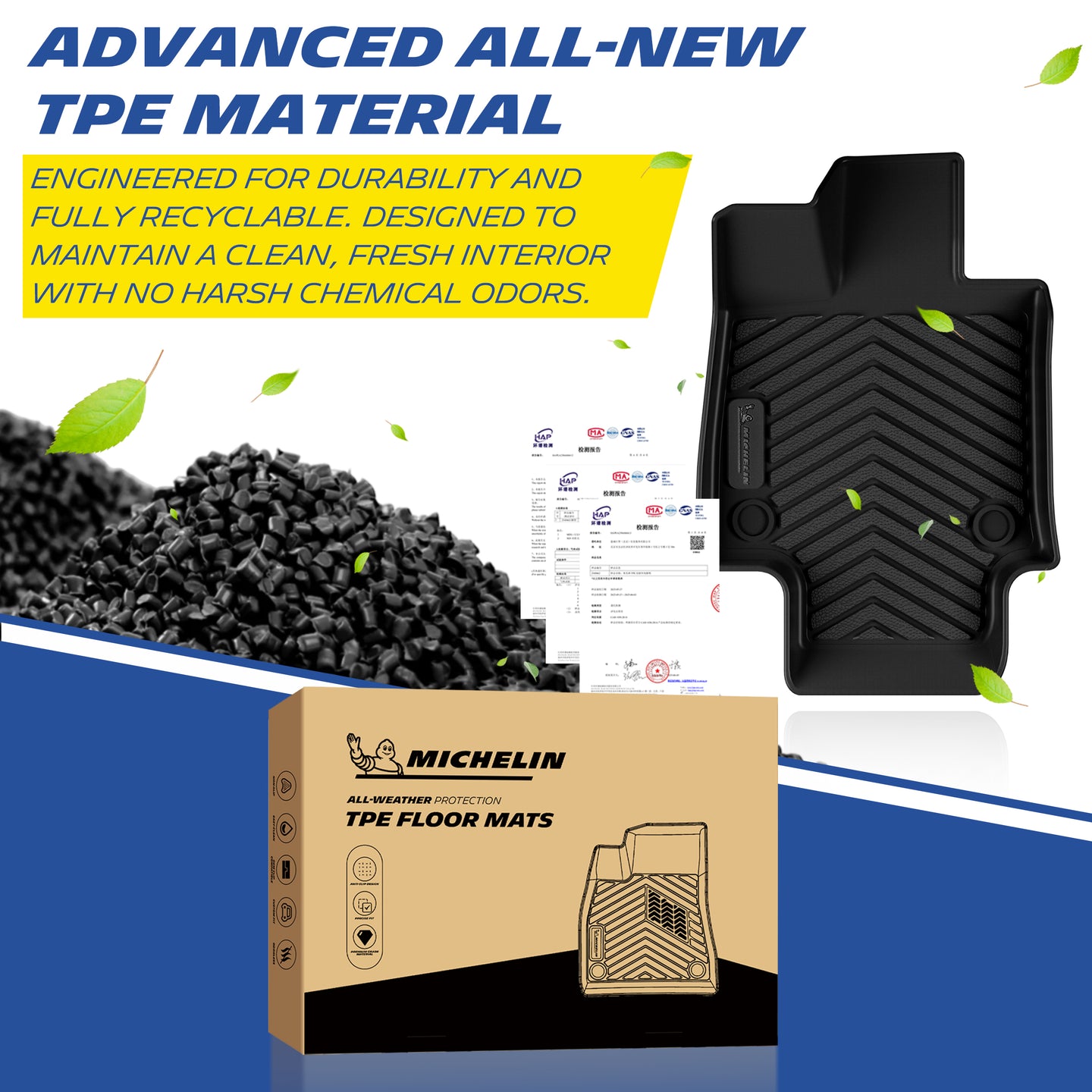 Michelin RAV4 3PCS 2019-2025 floor mat TPE material texture