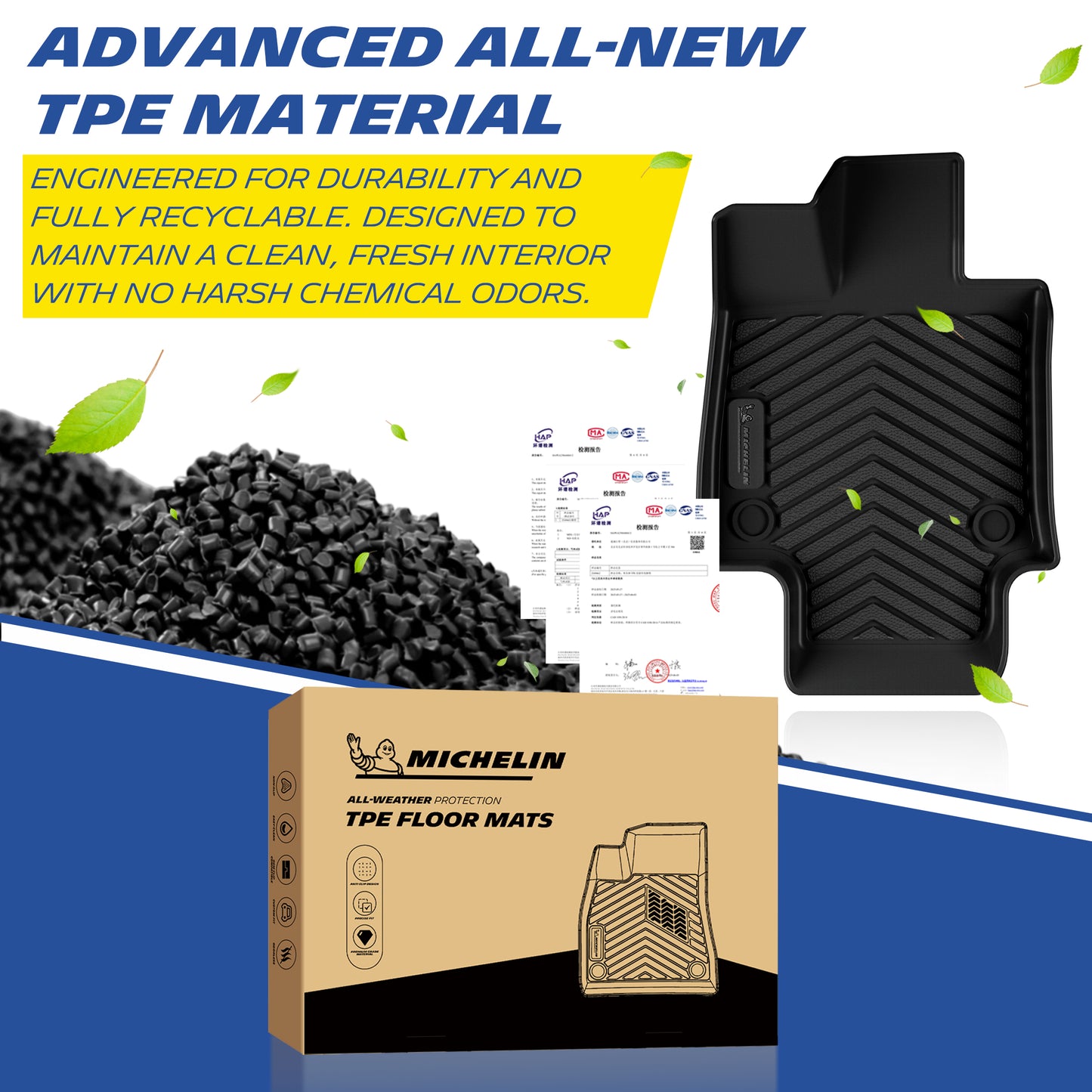 Michelin RAV4 3PCS 2019-2025 floor mat TPE material texture