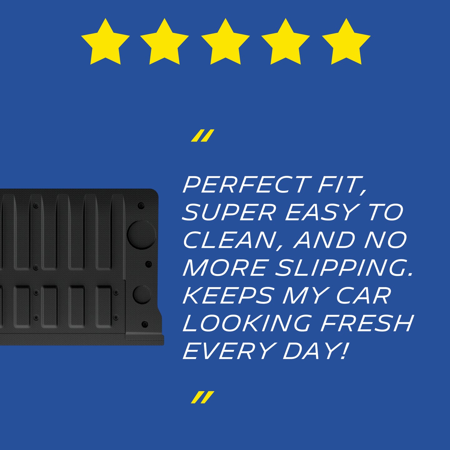 Michelin Silverado 1500 tailgate mat 2019 customer review graphic with five stars and usage feedback