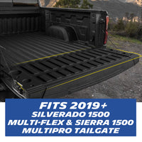 Michelin Silverado 1500 tailgate mat 2019 installed on open Multi-Flex tailgate with full coverage