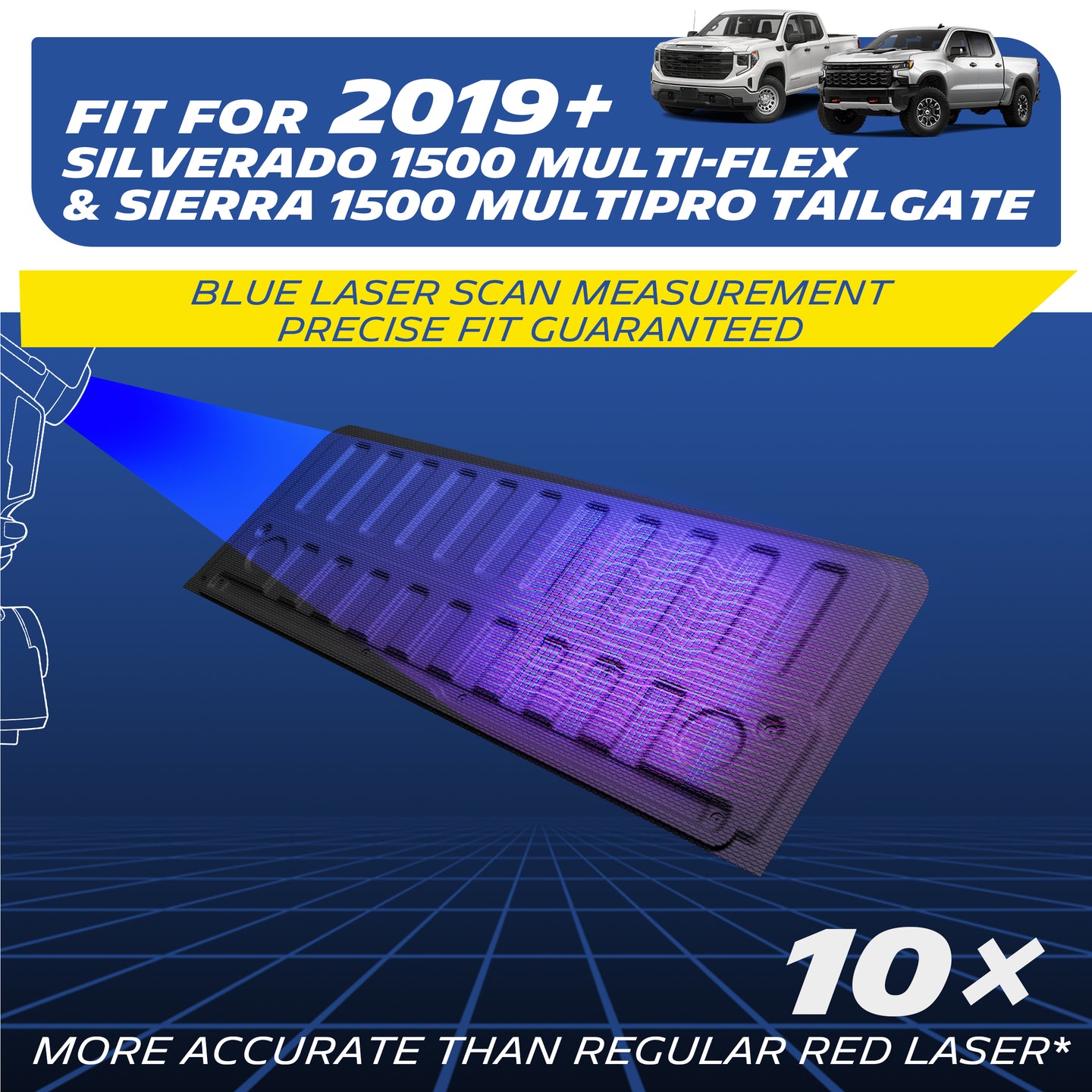 Michelin Silverado 1500 tailgate mat 2019 laser scan measurement showing precise contour mapping
