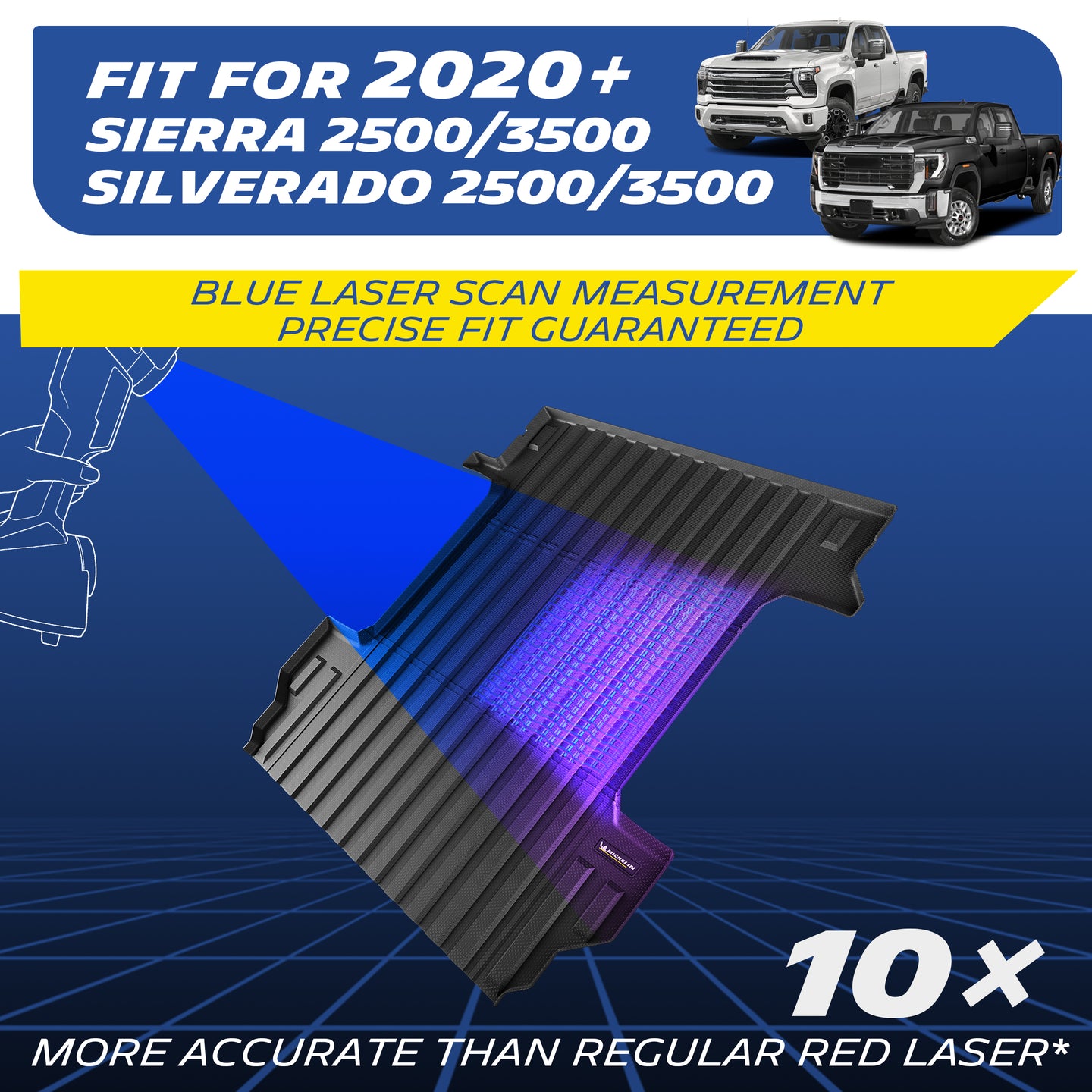 Michelin Silverado 2500 3500 68ft 2020-2026 truck bed mat laser fit