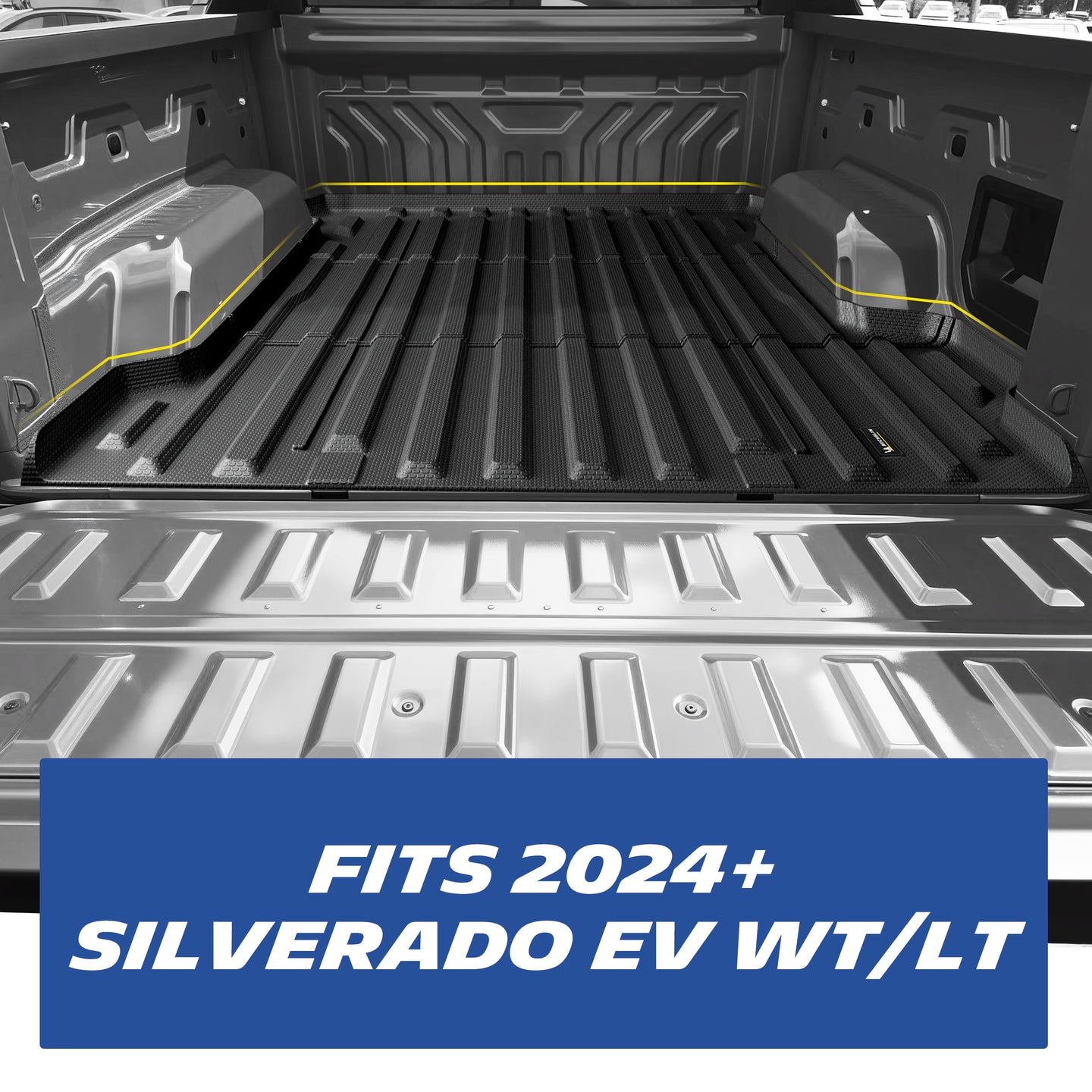 Michelin Silverado EV standard bed 2024-2026 liner installed inside truck bed showing edge-to-edge coverage
