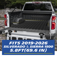 Michelin Silverado Sierra 1500 5.8FT 2019-2026 truck bed mat installed inside pickup bed showing full coverage