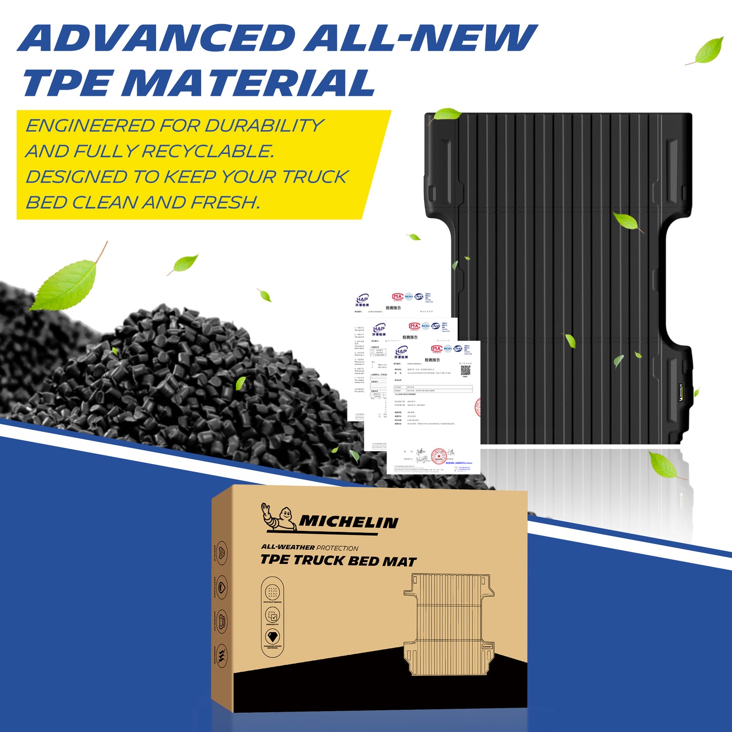 Michelin Silverado 2500 66ft 2007-2019 bed mat TPE material surface