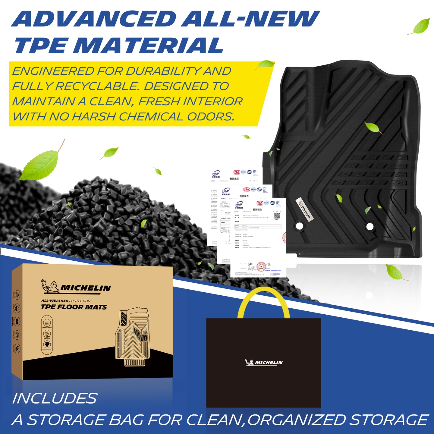 Michelin Tacoma Double Cab 3PCS 2024–2026 TPE material composition display