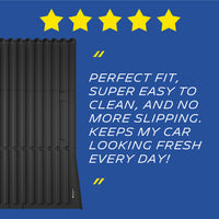Michelin Tesla Cybertruck truck bed mat 2025-2026 with five star review and customer quote about fit and cleaning