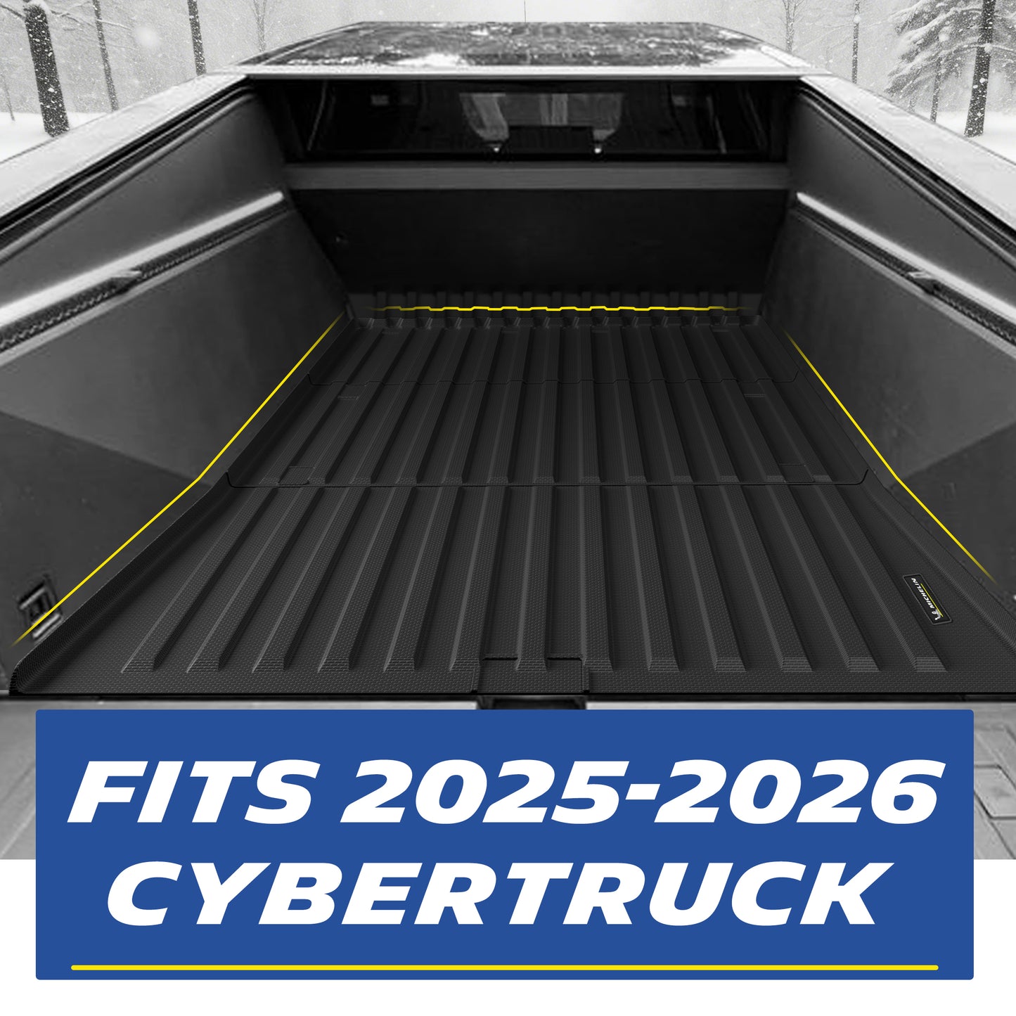 Michelin Tesla Cybertruck truck bed mat 2025-2026 installed in bed showing full coverage and fitted edges