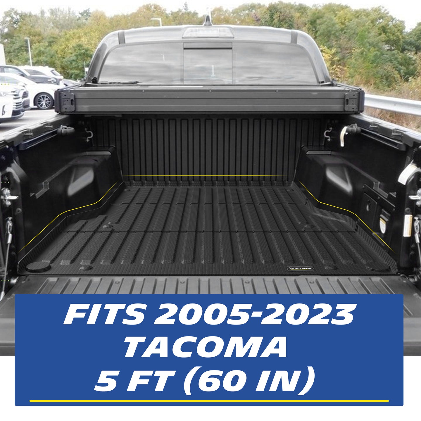 Michelin Toyota Tacoma 5 FT 2005¨C2023 bed mat installed in truck bed showing full coverage fit
