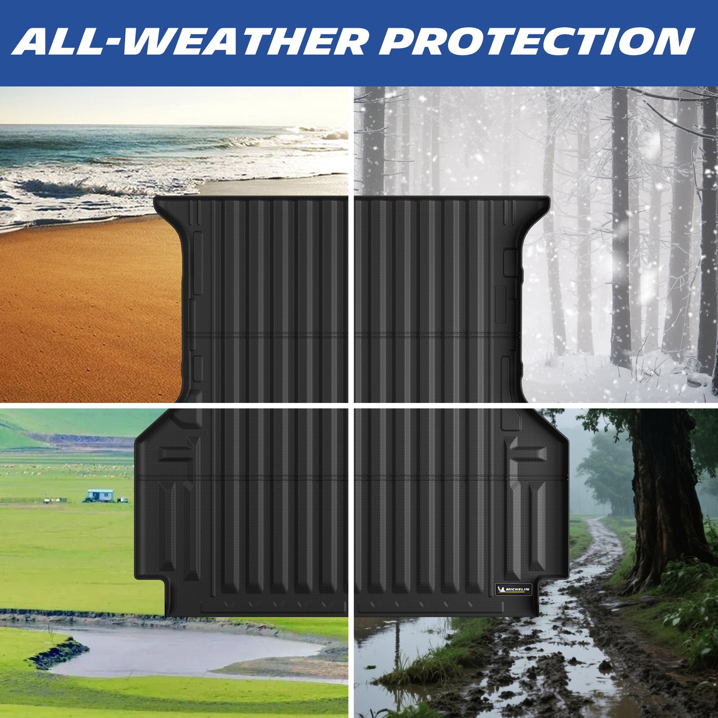 Michelin Toyota Tundra 5.5 FT 2007-2021 truck bed mat with all-weather protection seasonal background