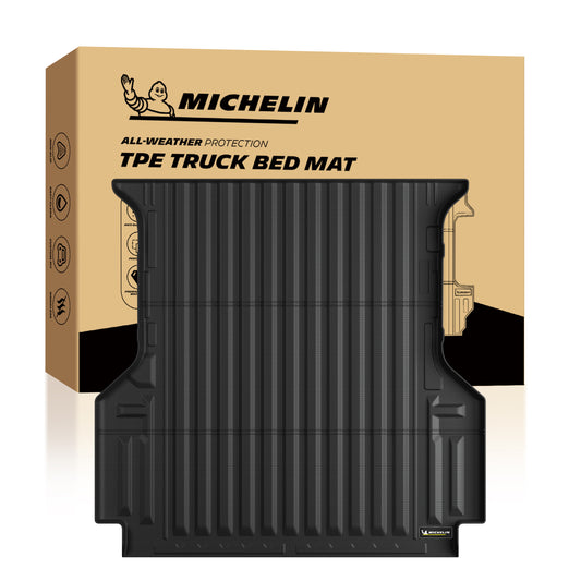 Michelin Toyota Tundra 5.5 FT 2007-2021 truck bed mat displayed in front of retail packaging box