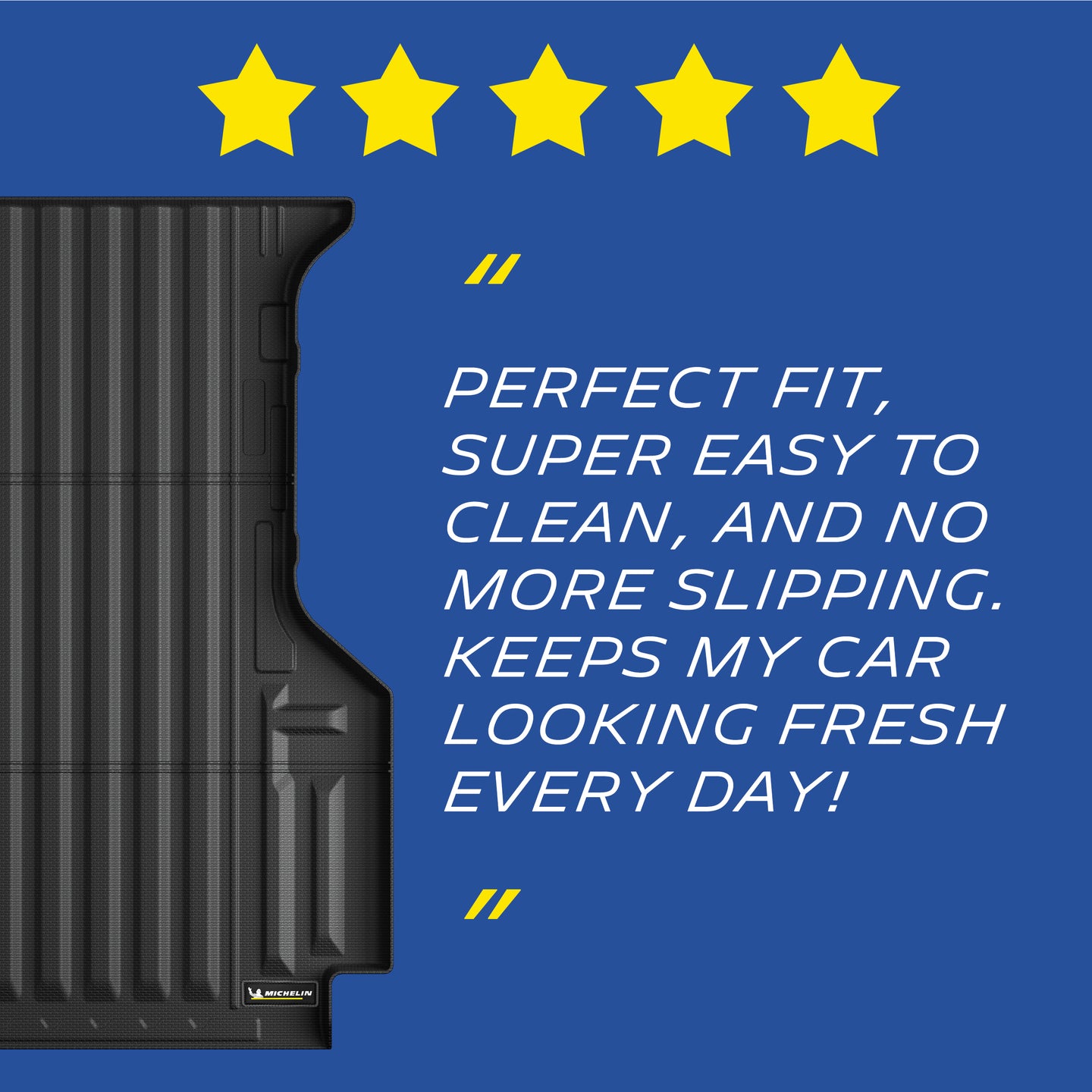 Michelin Toyota Tundra 5.5 FT 2007-2021 truck bed mat with five-star customer review graphic
