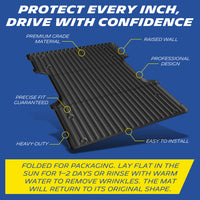 Michelin Toyota Tundra 6.5 FT 2022-2026 truck bed mat highlighting raised edges, anti-slip ridges, and installation points